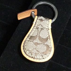 Coach Keychain Beige and Silver Logo